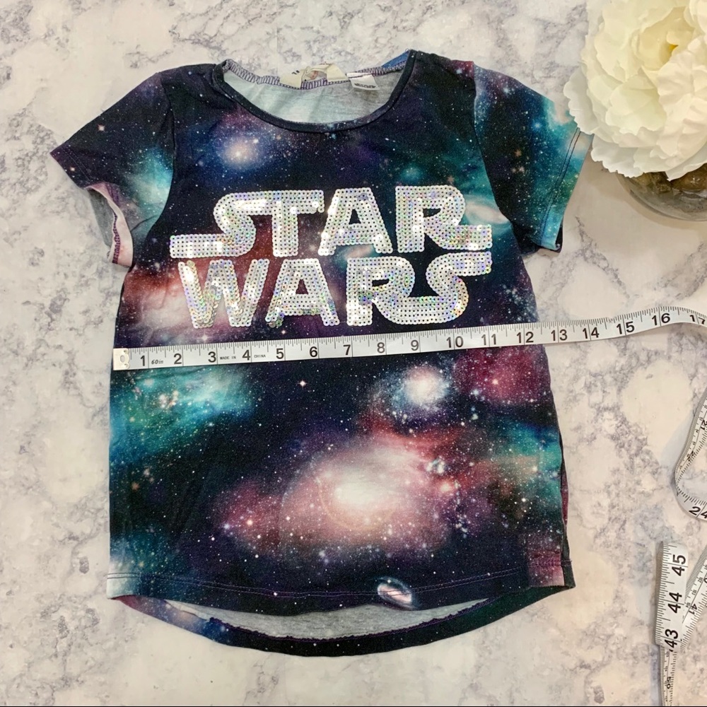 H&M kids 6-8y STAR WARS sequin galaxy tee shirt